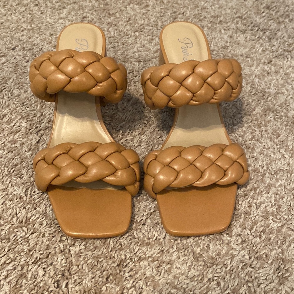 Pink Lily Braided Sandals Small Heal